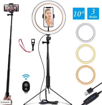 חצובה לסלפי וידאו עם רינג לד תאורה