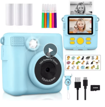 מצלמה מדפיסה שחור לבן לילדים קטנים