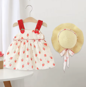 שמלה לתינוקות לקיץ עם כובע תואם עלי אקספרס